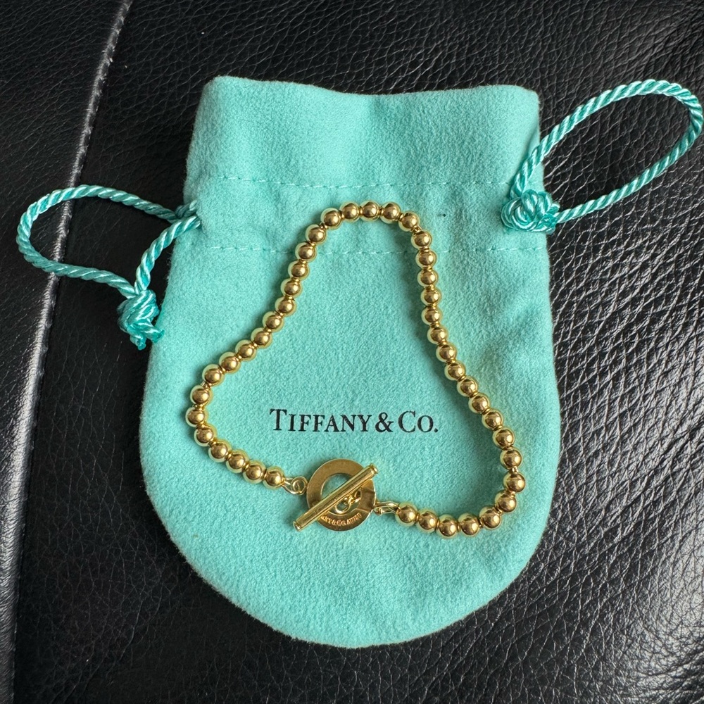 Tiffany & Co 18K Yellow Gold Toggle Bead Bracelet